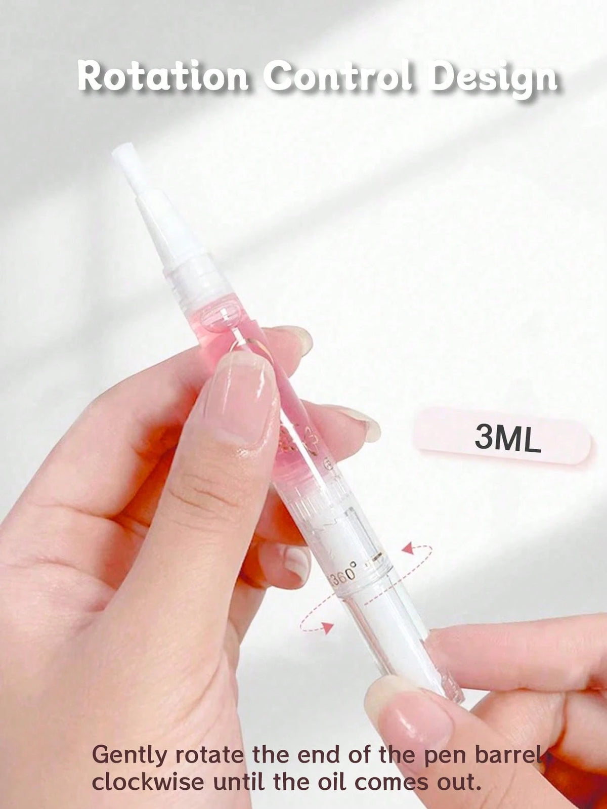 1pc 3ml Pink Nail Cuticle Care Oil Pen, Plant Nourishing Oil Moisturizing Anti-Hangnail Nail Edge Care Tool (Random Version)