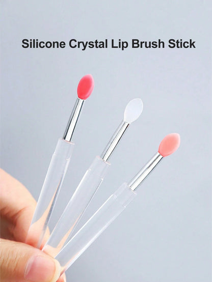 1pc/3pcs Silicone Lip Brush, Reusable Lip Mask Applicator, Makeup Brush, Silicone Lip Gloss Applicator, Eyeshadow Lip Exfoliating Brush, Reusable Nail Silicone Applicator, Glitter Nail Tool, New Silic