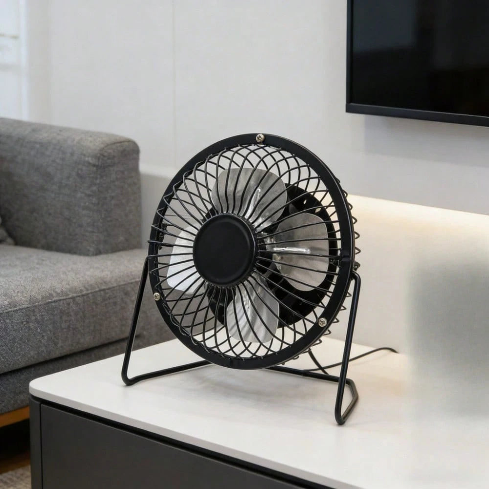 1pc 4-Inch USB Desk Fan| 360° Rotating Ultra-Quiet Operation| Metal Frame And Flexible Stand| Ideal For Office, Bedroom, Dorm| Compact Design With On/Off Button| Decorative Desktop Accessory, Off