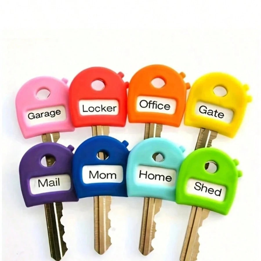 1pc/4pcs/6pcs/8pcs/10pcs Colors Of Keychains With Labels, 2.8cm/1.1 Inch Retractable Key Identifier, Fits Most Keys, Soft Touch Key Cover With Identification Label For Easy Identification Of Door Keys
