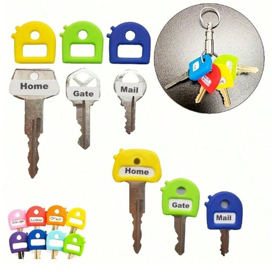 1pc/4pcs/6pcs/8pcs/10pcs Colors Of Keychains With Labels, 2.8cm/1.1 Inch Retractable Key Identifier, Fits Most Keys, Soft Touch Key Cover With Identification Label For Easy Identification Of Door Keys