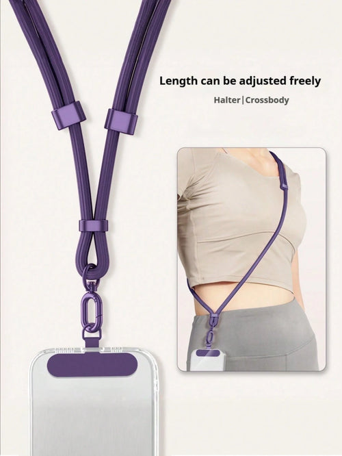 1PC/4pcs Anti-Theft Adjustable Phone Lanyard, Long Crossbody Phone Strap, Universal Smartphone Wristband Pendant Accessory, Anti-Loss Anti-Drop Polyester Braided Phone Decoration, Durable Metal Keyrin