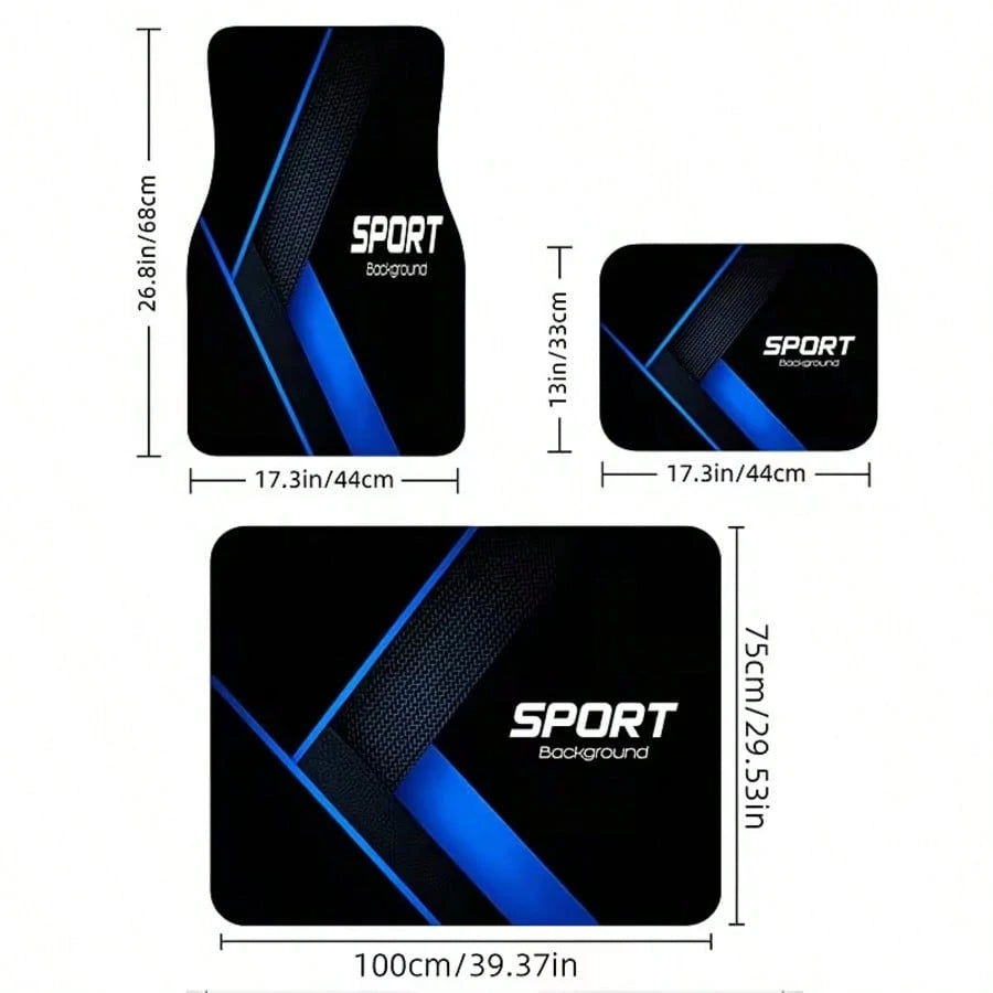 1pc/4pcs Car Floor Mats And Trunk Mat Set, Available In Multiple Quantities, Made Of Polyester Material, Sports Design. Suitable For Trucks, Sedans And SUVs, Providing Fashionable Interior Protection