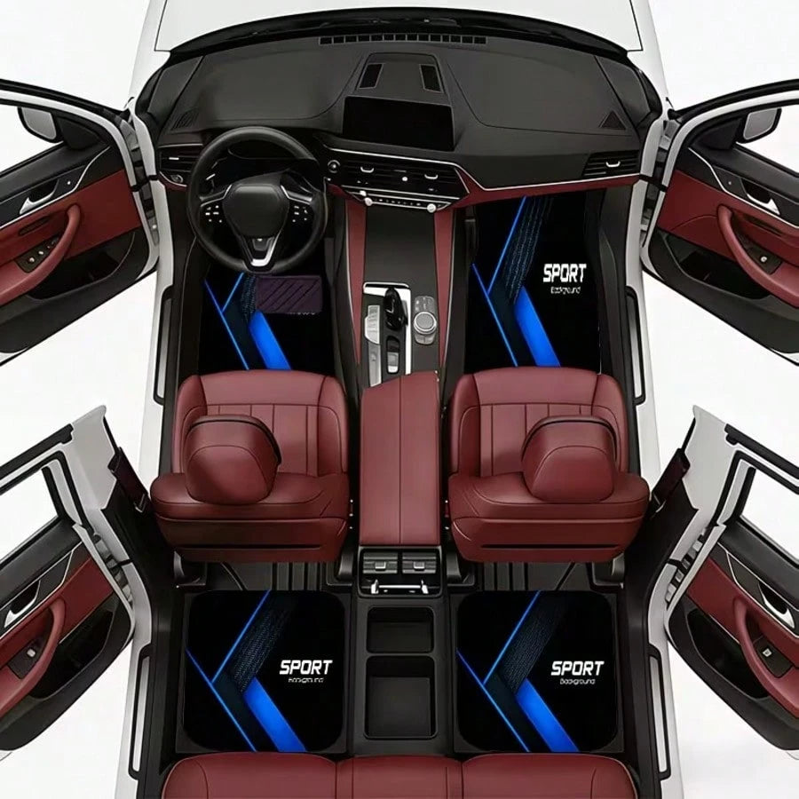 1pc/4pcs Car Floor Mats And Trunk Mat Set, Available In Multiple Quantities, Made Of Polyester Material, Sports Design. Suitable For Trucks, Sedans And SUVs, Providing Fashionable Interior Protection