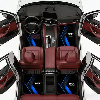 1pc/4pcs Car Floor Mats And Trunk Mat Set, Available In Multiple Quantities, Made Of Polyester Material, Sports Design. Suitable For Trucks, Sedans And SUVs, Providing Fashionable Interior Protection