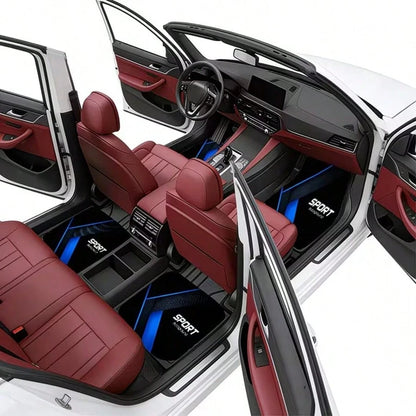 1pc/4pcs Car Floor Mats And Trunk Mat Set, Available In Multiple Quantities, Made Of Polyester Material, Sports Design. Suitable For Trucks, Sedans And SUVs, Providing Fashionable Interior Protection