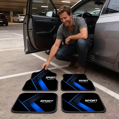 1pc/4pcs Car Floor Mats And Trunk Mat Set, Available In Multiple Quantities, Made Of Polyester Material, Sports Design. Suitable For Trucks, Sedans And SUVs, Providing Fashionable Interior Protection
