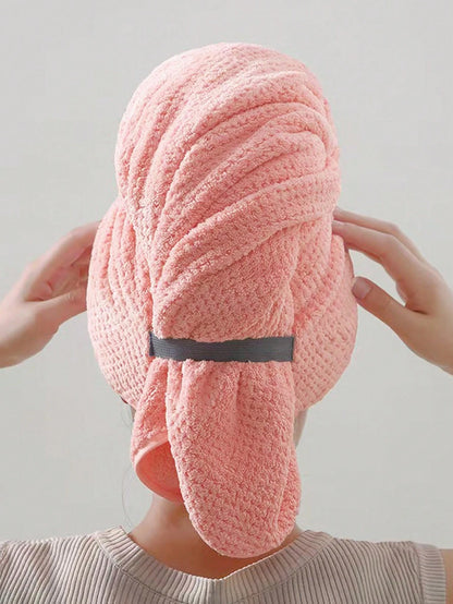 1pc&4pcs Coral Fleece Pineapple Pattern Thickened & Extra Long Hair Drying Cap For Women, Quick-Dry Absorbent Hair Towel Head Wrap With Elastic Band Bath Cap