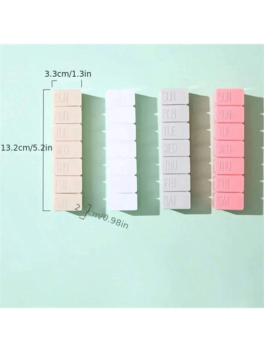 1pc/4pcs Portable 7-Day Pill Case, Oblong Shape Personal Weekly Medicine Organizer Box