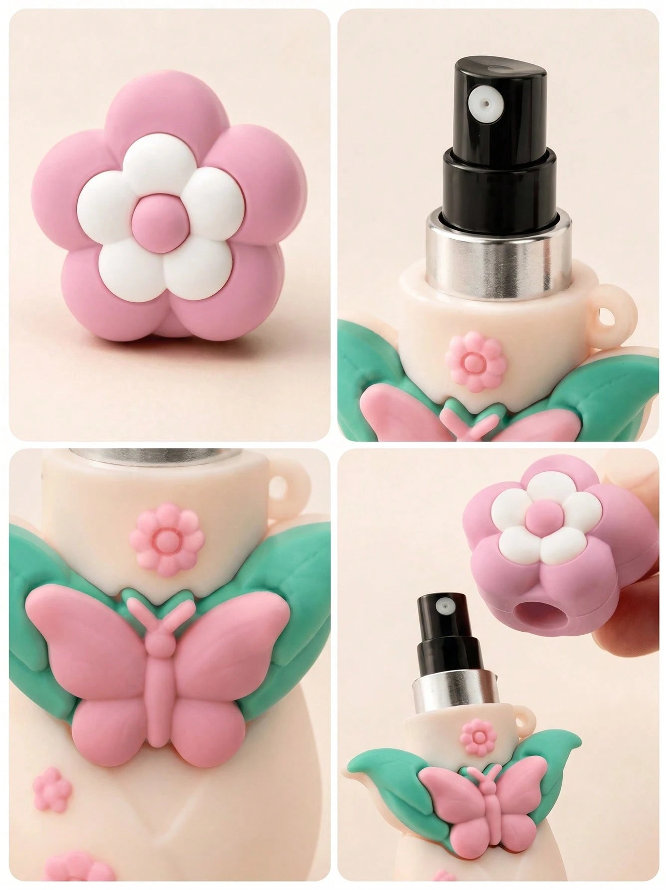 1pc 5ML Cute Flower Mini Refillable Travel Portable Empty Perfume Spray Bottle, Butterfly Leaf Design, Suitable For Handbag, Wallet, Pocket, Daily Use