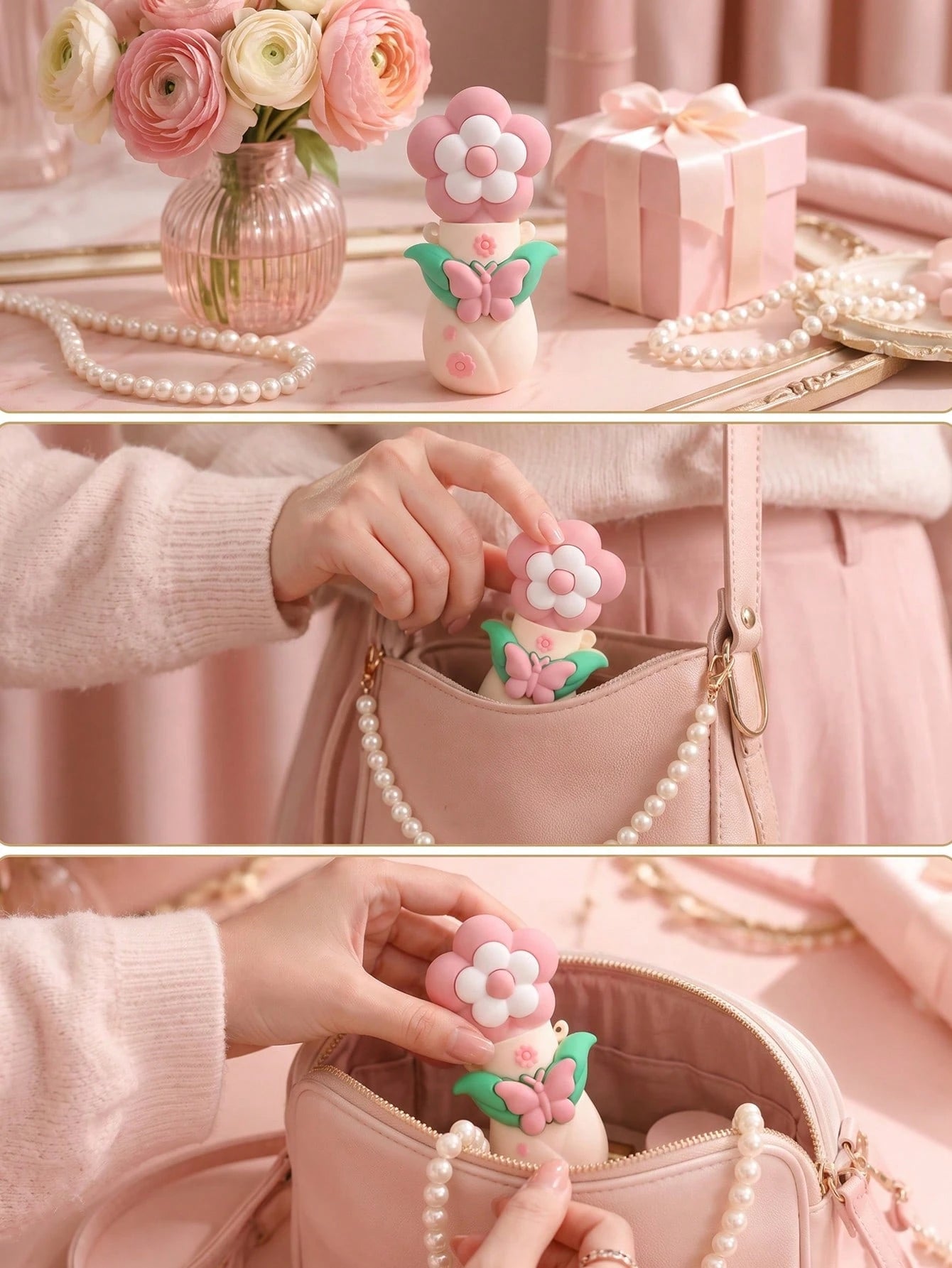 1pc 5ML Cute Flower Mini Refillable Travel Portable Empty Perfume Spray Bottle, Butterfly Leaf Design, Suitable For Handbag, Wallet, Pocket, Daily Use