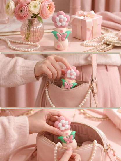 1pc 5ML Cute Flower Mini Refillable Travel Portable Empty Perfume Spray Bottle, Butterfly Leaf Design, Suitable For Handbag, Wallet, Pocket, Daily Use