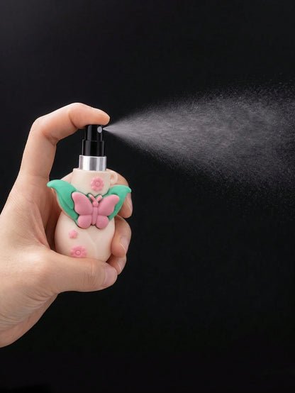 1pc 5ML Cute Flower Mini Refillable Travel Portable Empty Perfume Spray Bottle, Butterfly Leaf Design, Suitable For Handbag, Wallet, Pocket, Daily Use