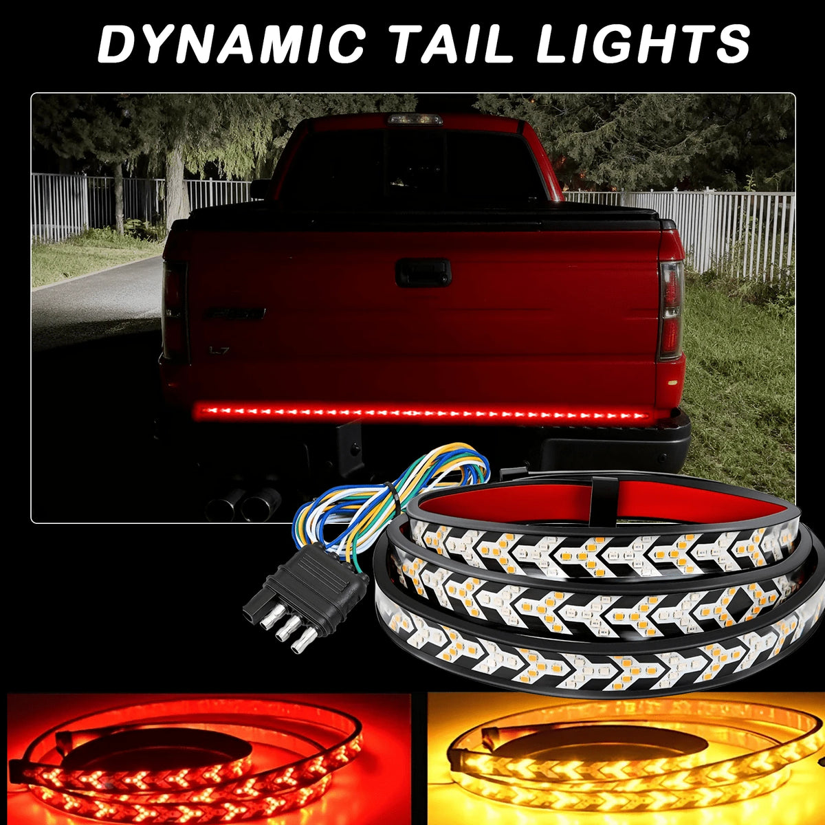 1pc, 60-Inch/150cm LED Tailgate Strip Light, Suitable For Trucks, High-Brightness Anti-Tailgating LED Light Bar, Fishbone Arrow Light, No Drilling Required For Installation, Enhances Night-Time Visibi