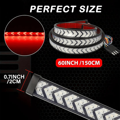 1pc, 60-Inch/150cm LED Tailgate Strip Light, Suitable For Trucks, High-Brightness Anti-Tailgating LED Light Bar, Fishbone Arrow Light, No Drilling Required For Installation, Enhances Night-Time Visibi