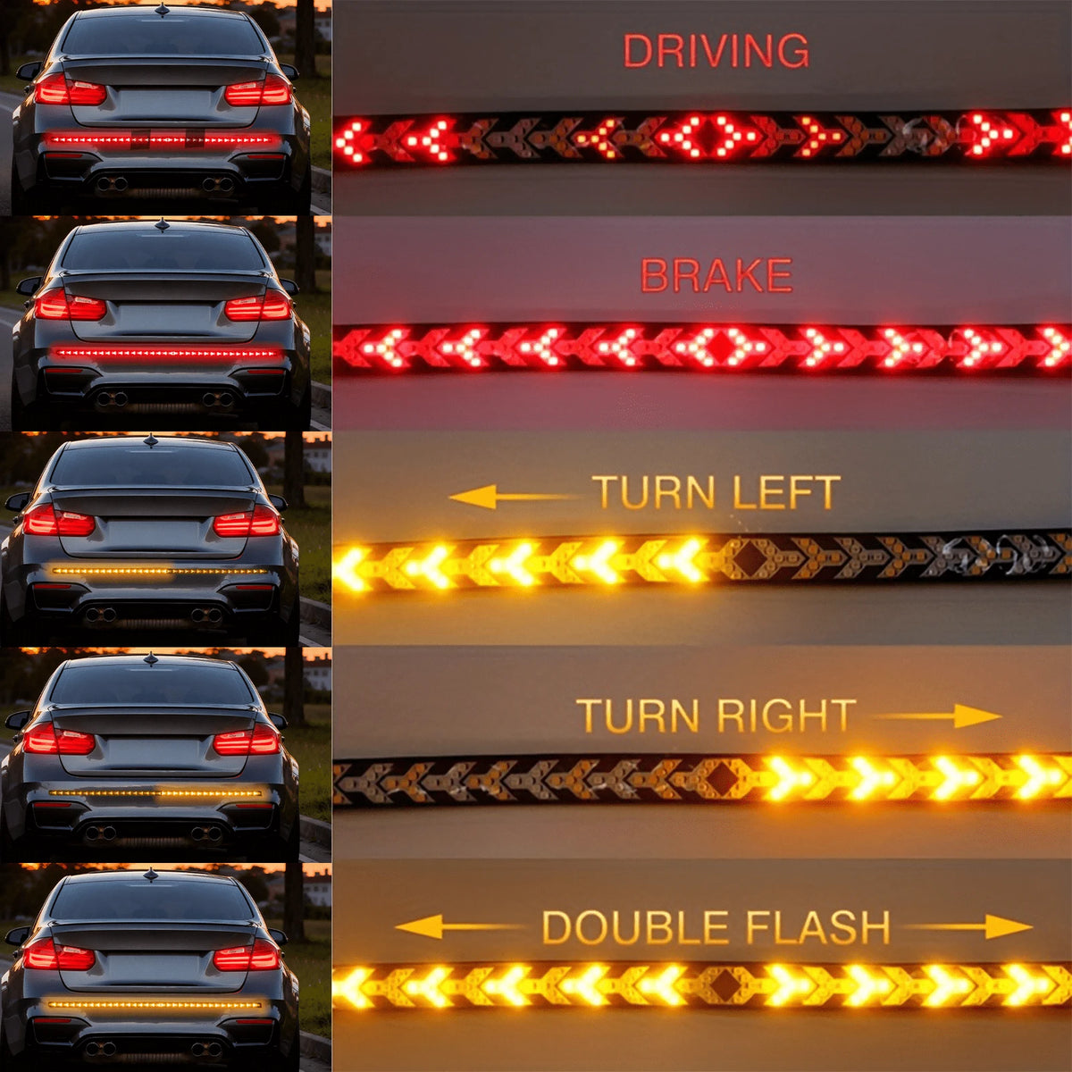 1pc, 60-Inch/150cm LED Tailgate Strip Light, Suitable For Trucks, High-Brightness Anti-Tailgating LED Light Bar, Fishbone Arrow Light, No Drilling Required For Installation, Enhances Night-Time Visibi