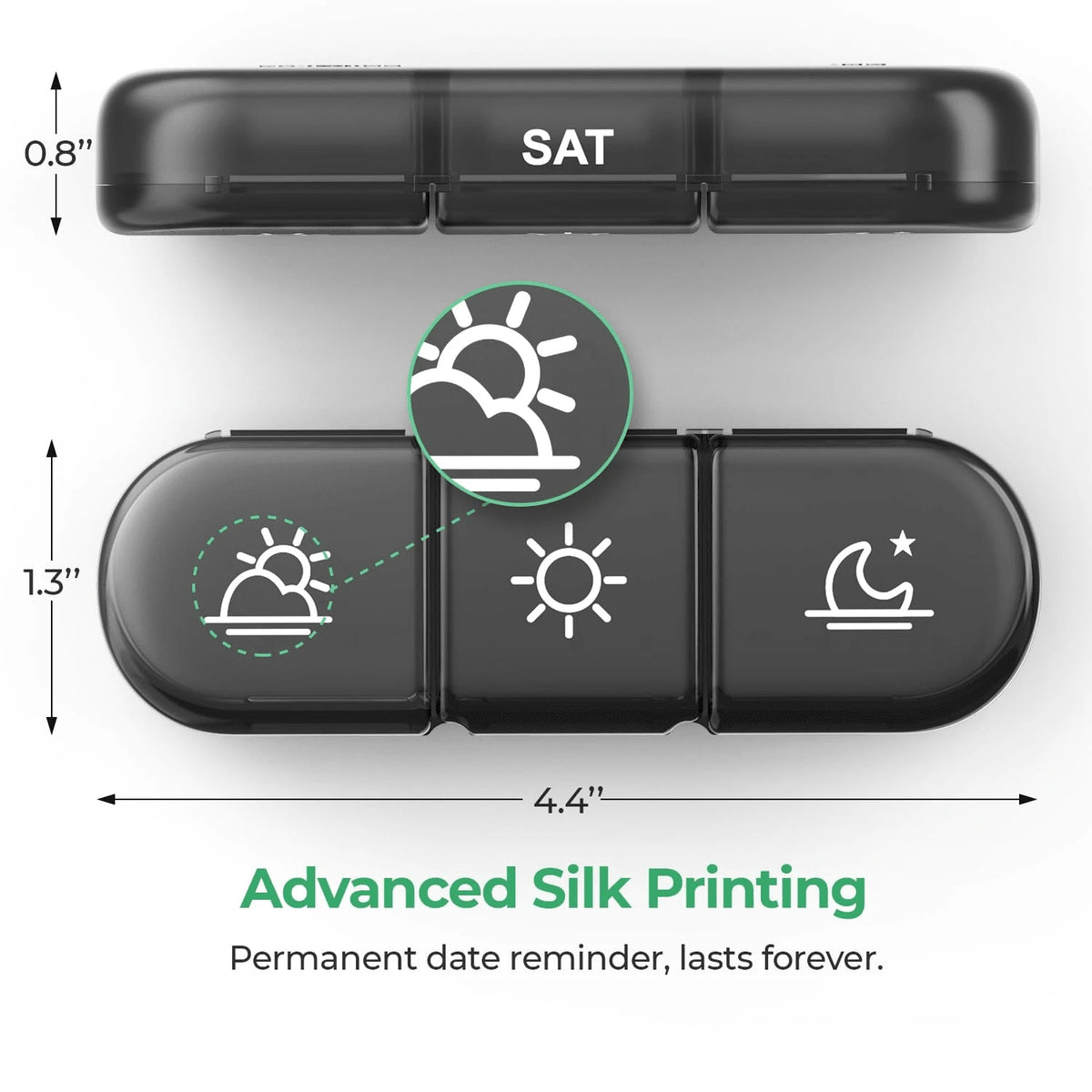 1Pc,7 Compartments With 3 Independent Dividers,Weekly Pill Organizer,Large Capacity Daily Pill Box For Morning Noon Evening Dosage,7-Day Portable Travel Pill Dispenser,Light-Proof & Moisture-Proof,Sui