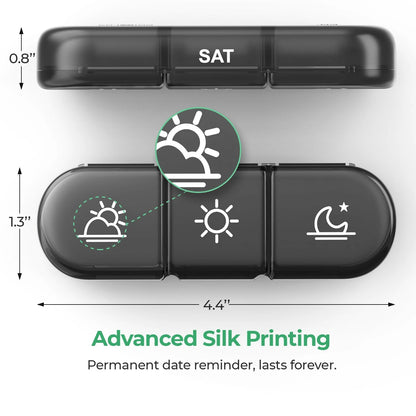 1Pc,7 Compartments With 3 Independent Dividers,Weekly Pill Organizer,Large Capacity Daily Pill Box For Morning Noon Evening Dosage,7-Day Portable Travel Pill Dispenser,Light-Proof & Moisture-Proof,Sui