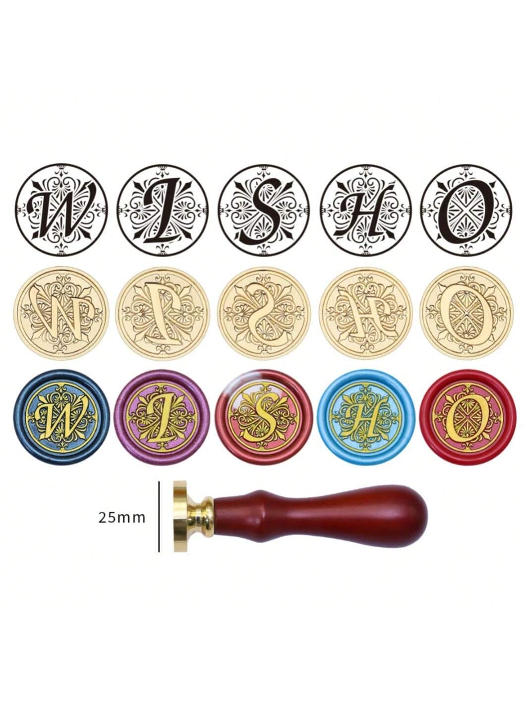 1pc A-Z Letter Wax Sealed Stamp With Various Classic Letters, Brass Head, Gratitude Card/Envelope/Gift Packaging/Wedding Engagement Party Invitation Letter, DIY Manual (26 Stamps) Stamp Head Back To S