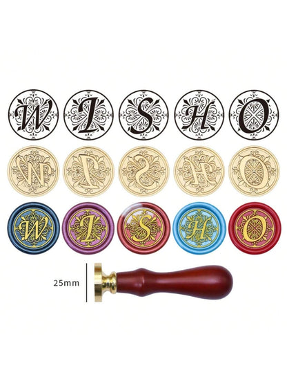 1pc A-Z Letter Wax Sealed Stamp With Various Classic Letters, Brass Head, Gratitude Card/Envelope/Gift Packaging/Wedding Engagement Party Invitation Letter, DIY Manual (26 Stamps) Stamp Head Back To S