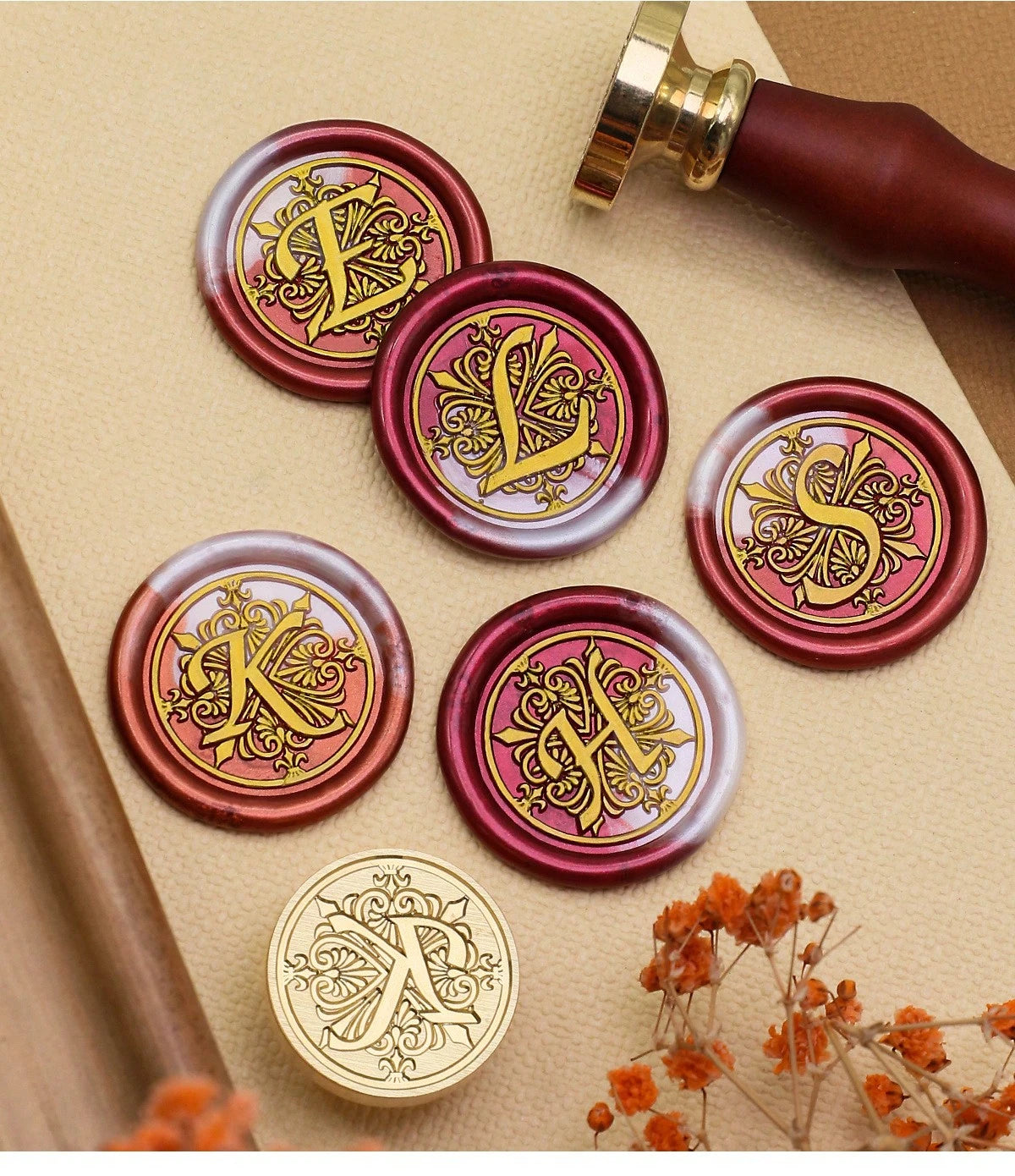 1pc A-Z Letter Wax Sealed Stamp With Various Classic Letters, Brass Head, Gratitude Card/Envelope/Gift Packaging/Wedding Engagement Party Invitation Letter, DIY Manual (26 Stamps) Stamp Head Back To S