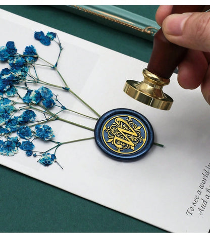 1pc A-Z Letter Wax Sealed Stamp With Various Classic Letters, Brass Head, Gratitude Card/Envelope/Gift Packaging/Wedding Engagement Party Invitation Letter, DIY Manual (26 Stamps) Stamp Head Back To S