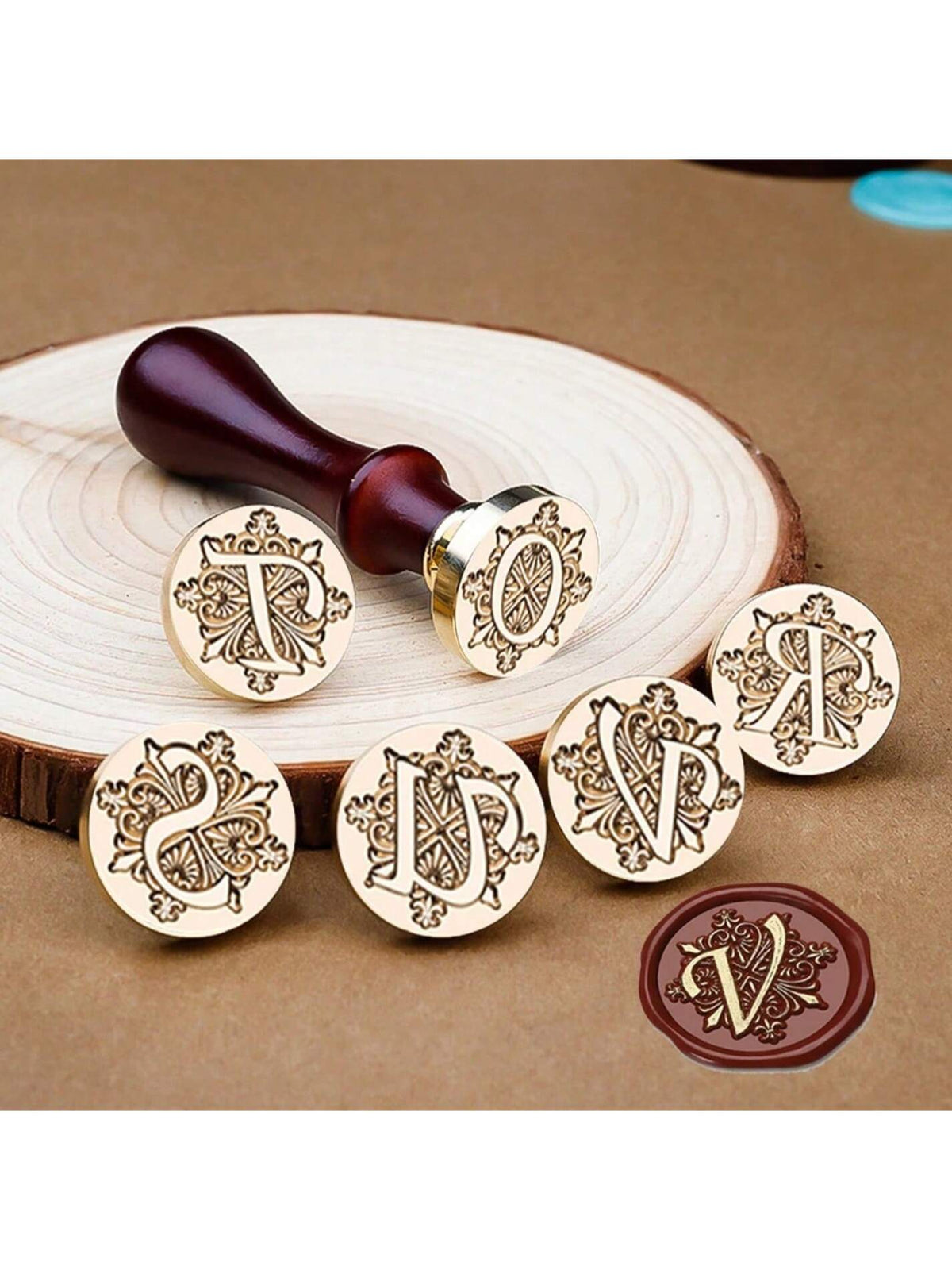 1pc A-Z Letter Wax Sealed Stamp With Various Classic Letters, Brass Head, Gratitude Card/Envelope/Gift Packaging/Wedding Engagement Party Invitation Letter, DIY Manual (26 Stamps) Stamp Head Back To S