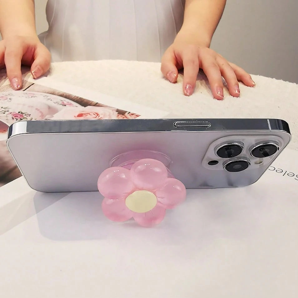 1Pc Adhesive Phone Holder With Flower-Shaped Airbag Design Phone, Rotatable And Retractable Phone Stand, Suitable For All Phone Models.Phone Holder Car Phone Holder Car Sticky Phone Grip