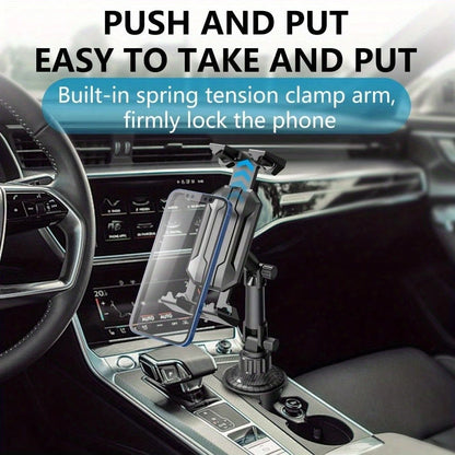 1pc Adjustable ABS Cup Holder Smartphone & Tablet Stand, Car Dashboard & Air Vent Mount, Friendly Design For In-Vehicle Navigation