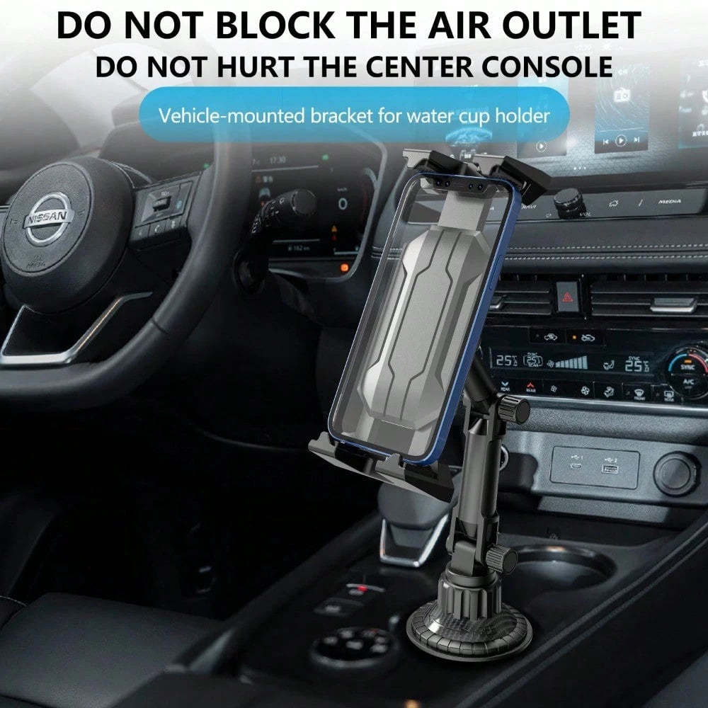 1pc Adjustable ABS Cup Holder Smartphone & Tablet Stand, Car Dashboard & Air Vent Mount, Friendly Design For In-Vehicle Navigation