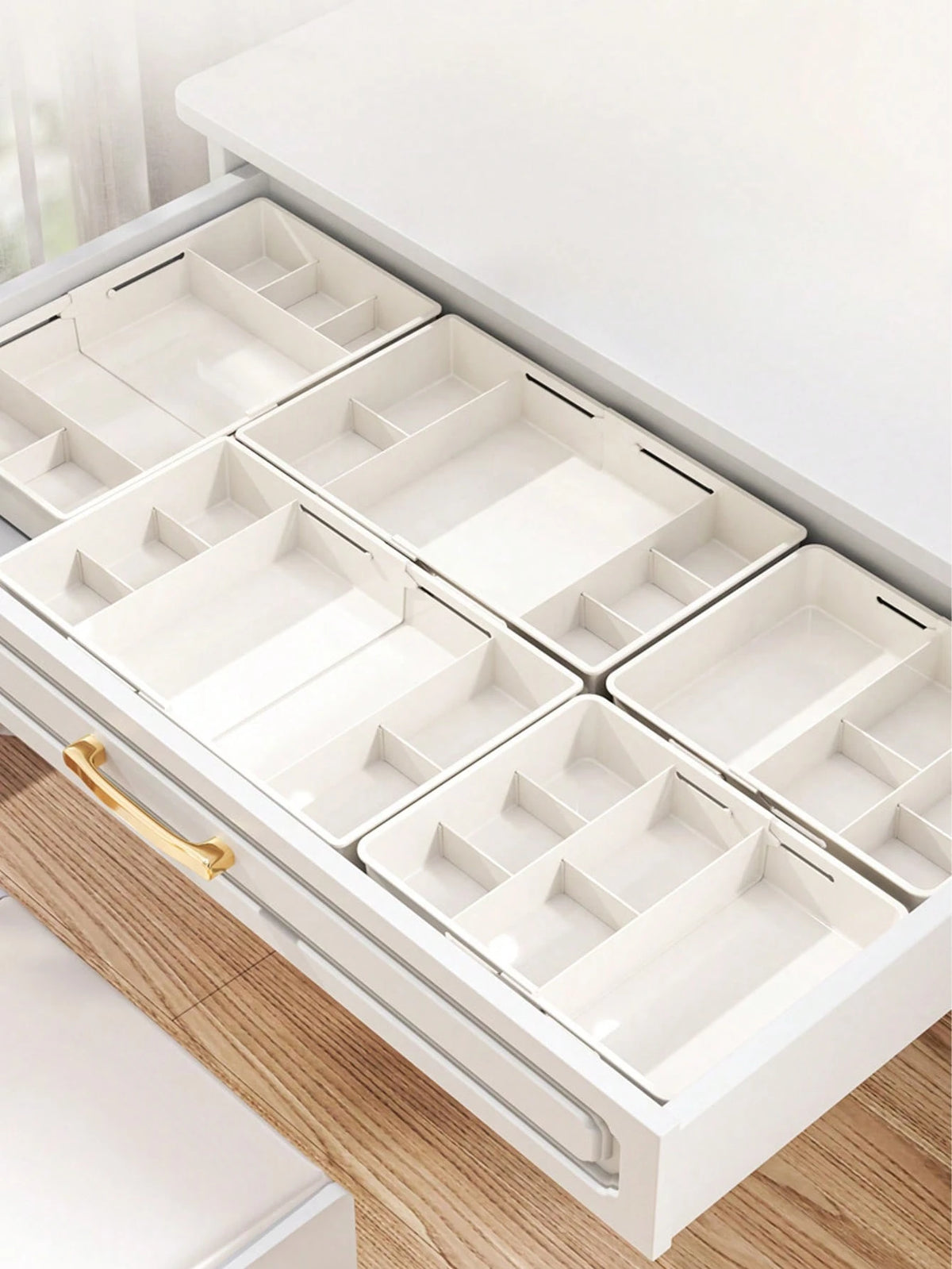 1pc Adjustable Beauty Storage Trays, Large Capacity Organizer Box With Dividers, Drawer Storage Box,Suitable For Cosmetics, Makeup Tools,Desktop Accessories, Drawer Storage,Office Supplies,Cosmetics S