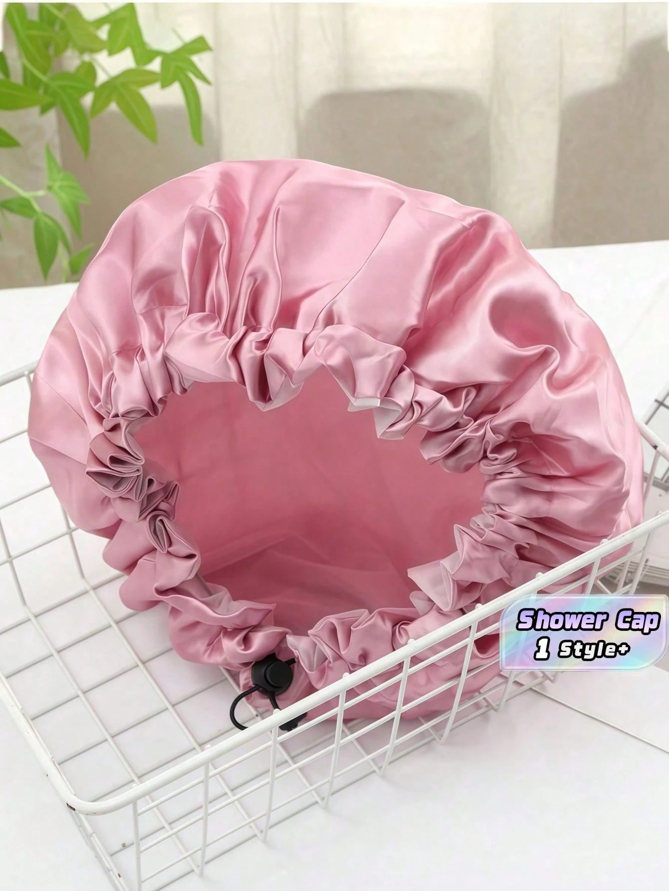 1PC Adjustable Drawstring Waterproof Soft Silky Nylon Shower Cap For Women Long Hair Travel Home Use Quick Dry Reusable Bath Hat