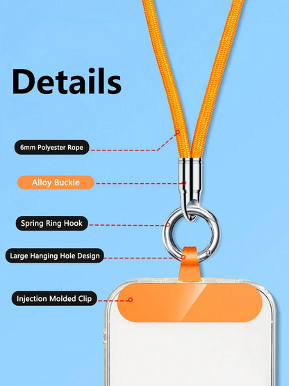 1pc Adjustable Polyester Fiber Phone Lanyard Wrist Strap, 360° Rotating, Mobile Security Hand Strap With Automatic Locking Clip For Outdoor Activities, Universal Fit For Smartphone Cases Gifts For Mot