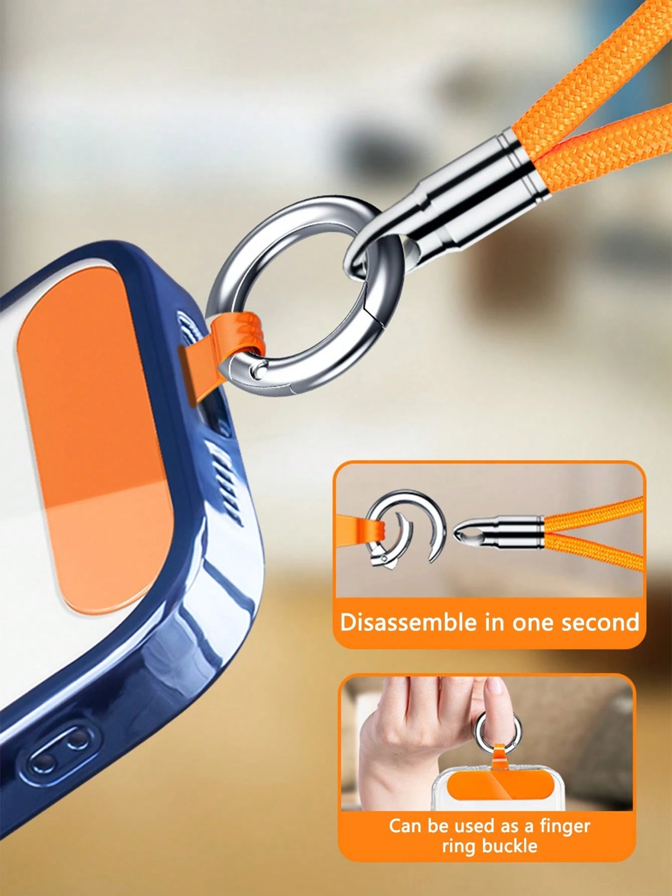 1pc Adjustable Polyester Fiber Phone Lanyard Wrist Strap, 360° Rotating, Mobile Security Hand Strap With Automatic Locking Clip For Outdoor Activities, Universal Fit For Smartphone Cases Gifts For Mot