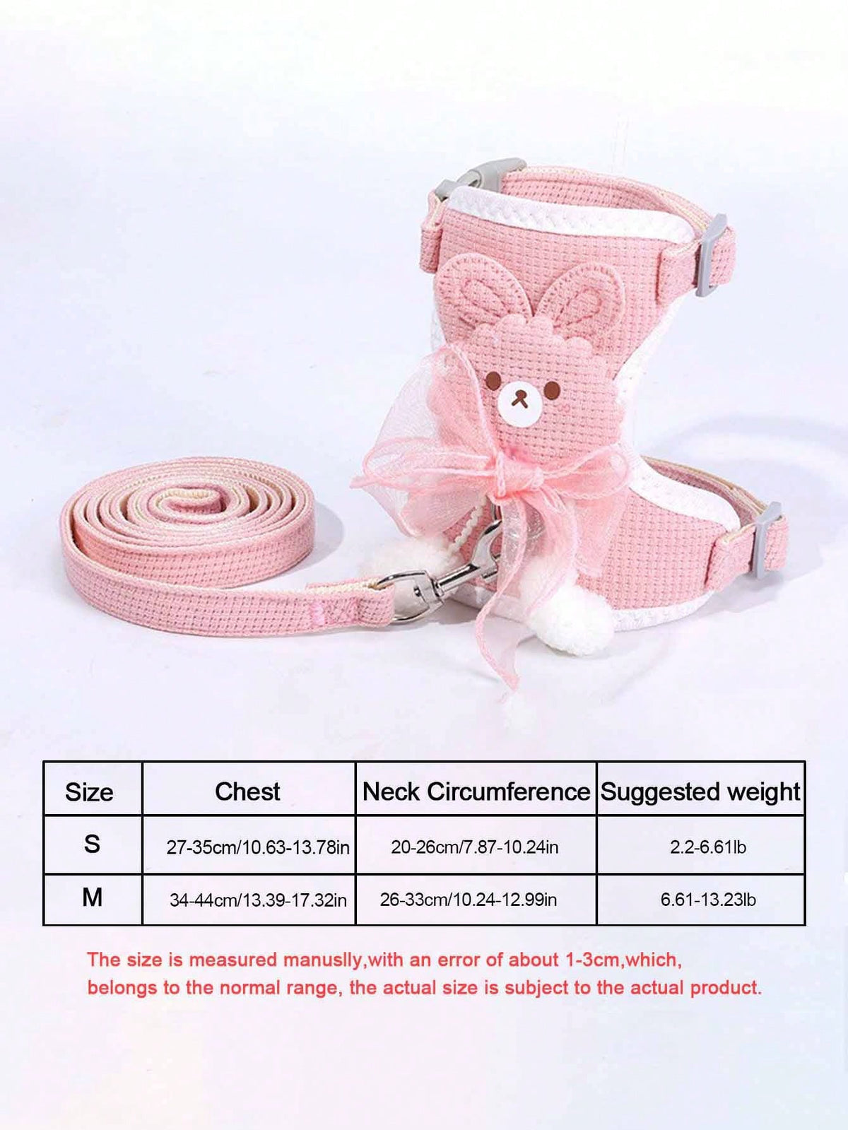 1pc Adjustable Rabbit Lace Bow Leash, Suitable For Small Pets And Rabbits, Small Pet And Animal Collar And Leash, Rabbit Harness With Adjustable Leash, Rabbit Supplies, Rabbit Pet Supplies, Hamster Su