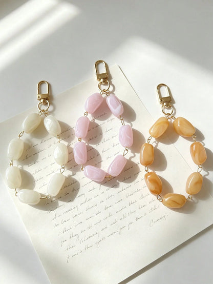 1pc Asymmetrical Acrylic Beaded Keychain Key Chain Bag Charm Pendant Decoration For Wallet, Handbag And Other Bags