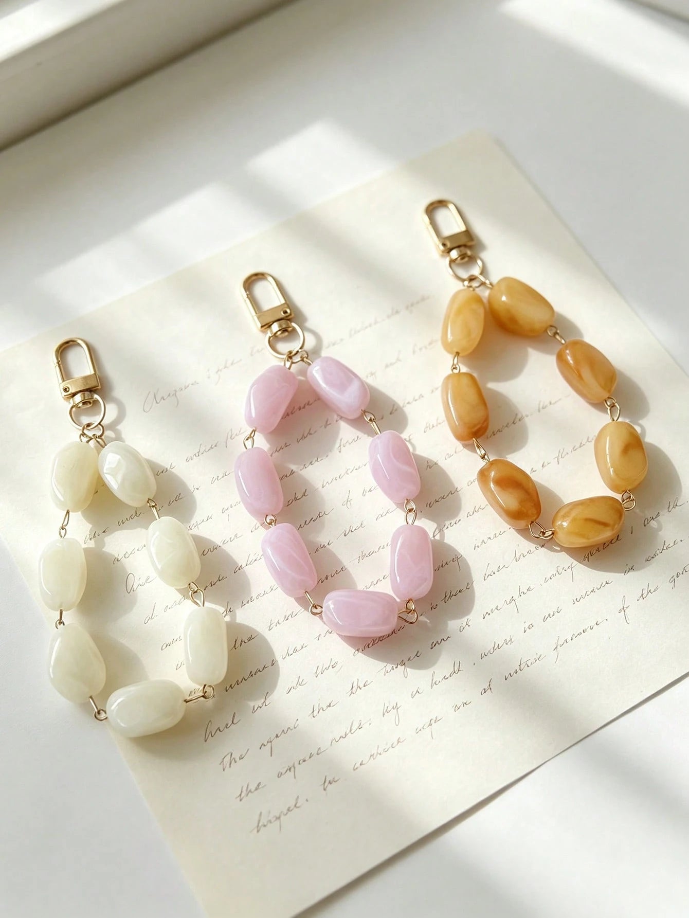 1pc Asymmetrical Acrylic Beaded Keychain Key Chain Bag Charm Pendant Decoration For Wallet, Handbag And Other Bags