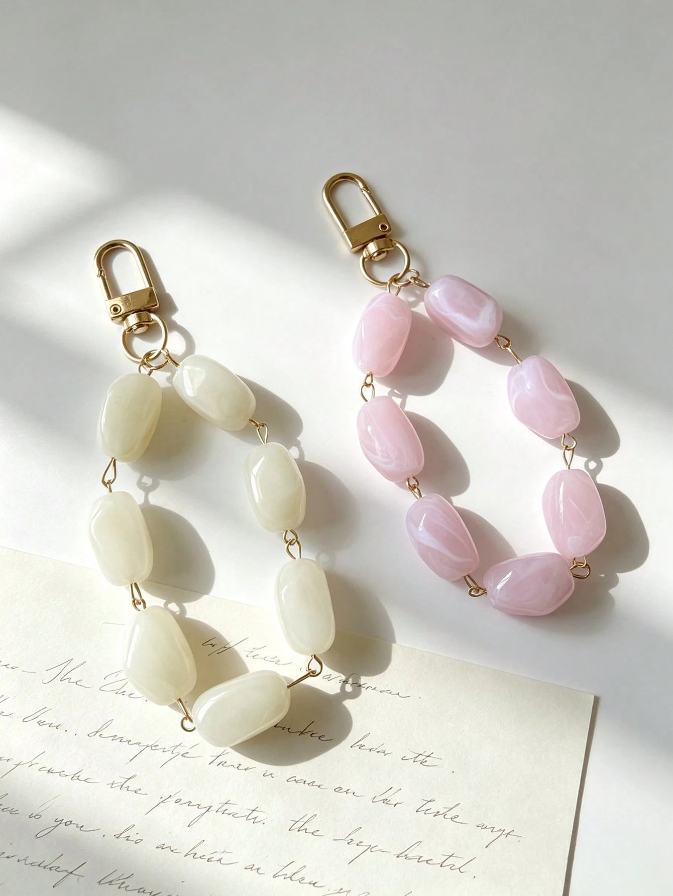 1pc Asymmetrical Acrylic Beaded Keychain Key Chain Bag Charm Pendant Decoration For Wallet, Handbag And Other Bags
