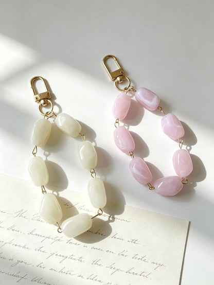 1pc Asymmetrical Acrylic Beaded Keychain Key Chain Bag Charm Pendant Decoration For Wallet, Handbag And Other Bags