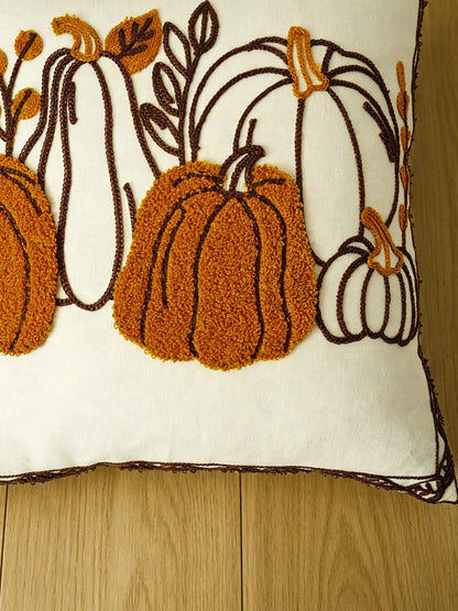 1pc Autumn Harvest Festival Pumpkin Pattern Exquisite Embroidery Craft Multi-Size Cushion Pillowcase, Harvest Festival, Sofa Bed Home Decor Universal, Pillow Insert Not Included