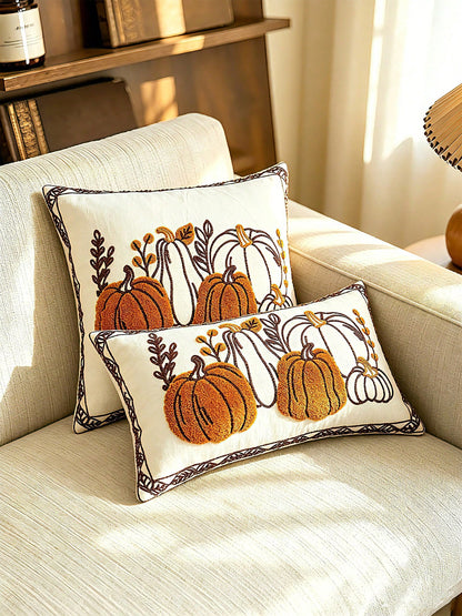 1pc Autumn Harvest Festival Pumpkin Pattern Exquisite Embroidery Craft Multi-Size Cushion Pillowcase, Harvest Festival, Sofa Bed Home Decor Universal, Pillow Insert Not Included
