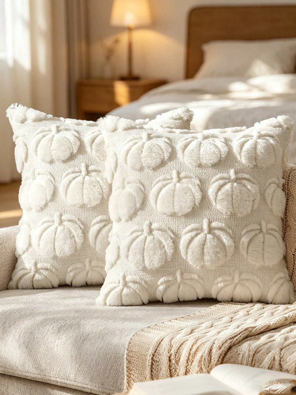 1pc Autumn Pillowcase, Autumn Decor, Autumn Rust Color Pumpkin Throw Pillow Cover, Decorative Pumpkin Pillowcase, Soft Faux Fur Faux Wool Sofa Cushion Cover, Suitable For Chair, Sofa, Living Room, Hom
