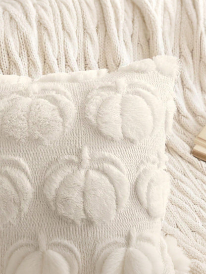 1pc Autumn Pillowcase, Autumn Decor, Autumn Rust Color Pumpkin Throw Pillow Cover, Decorative Pumpkin Pillowcase, Soft Faux Fur Faux Wool Sofa Cushion Cover, Suitable For Chair, Sofa, Living Room, Hom