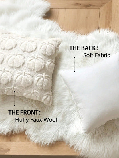 1pc Autumn Pillowcase, Autumn Decor, Autumn Rust Color Pumpkin Throw Pillow Cover, Decorative Pumpkin Pillowcase, Soft Faux Fur Faux Wool Sofa Cushion Cover, Suitable For Chair, Sofa, Living Room, Hom