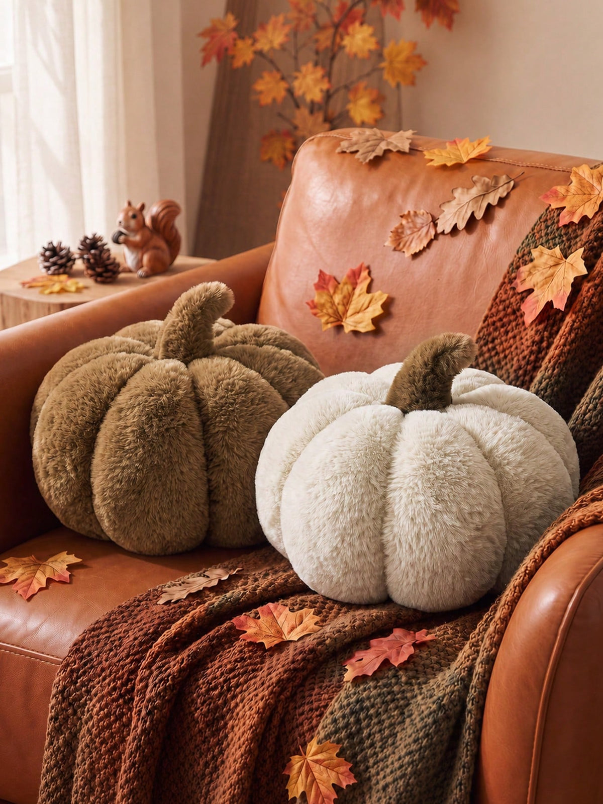 1pc Autumn Pumpkin Cushions, Halloween Decorative Pumpkins, Soft-Stuffed Harvest Decorations, Ideal For Dining Tables, Shelves, Sofas And Mantelpieces, Thanksgiving Home Decor