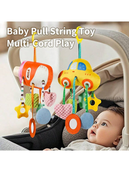 1pc Baby Activity Pull Cord Hanging Toy, Infant Car Seat And Stroller Toy, Suitable For Stroller, Car Seat, Crib, Gym, Includes Teether, Rattle, Mirror, Suitable For Bedtime Play And Motor Skill Devel