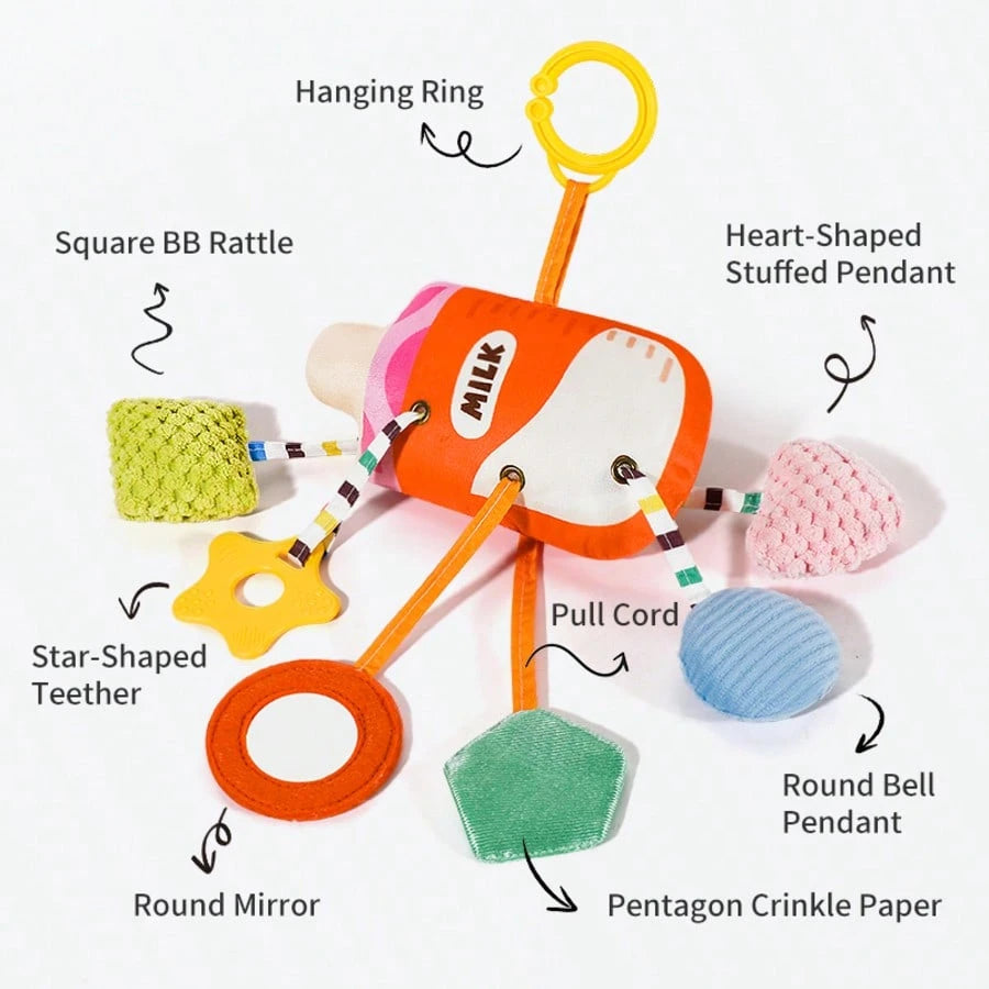 1pc Baby Activity Pull Cord Hanging Toy, Infant Car Seat And Stroller Toy, Suitable For Stroller, Car Seat, Crib, Gym, Includes Teether, Rattle, Mirror, Suitable For Bedtime Play And Motor Skill Devel