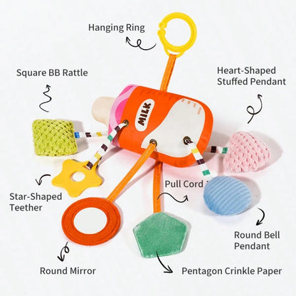 1pc Baby Activity Pull Cord Hanging Toy, Infant Car Seat And Stroller Toy, Suitable For Stroller, Car Seat, Crib, Gym, Includes Teether, Rattle, Mirror, Suitable For Bedtime Play And Motor Skill Devel