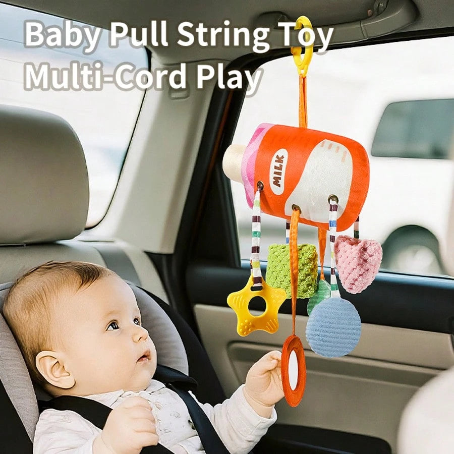 1pc Baby Activity Pull Cord Hanging Toy, Infant Car Seat And Stroller Toy, Suitable For Stroller, Car Seat, Crib, Gym, Includes Teether, Rattle, Mirror, Suitable For Bedtime Play And Motor Skill Devel