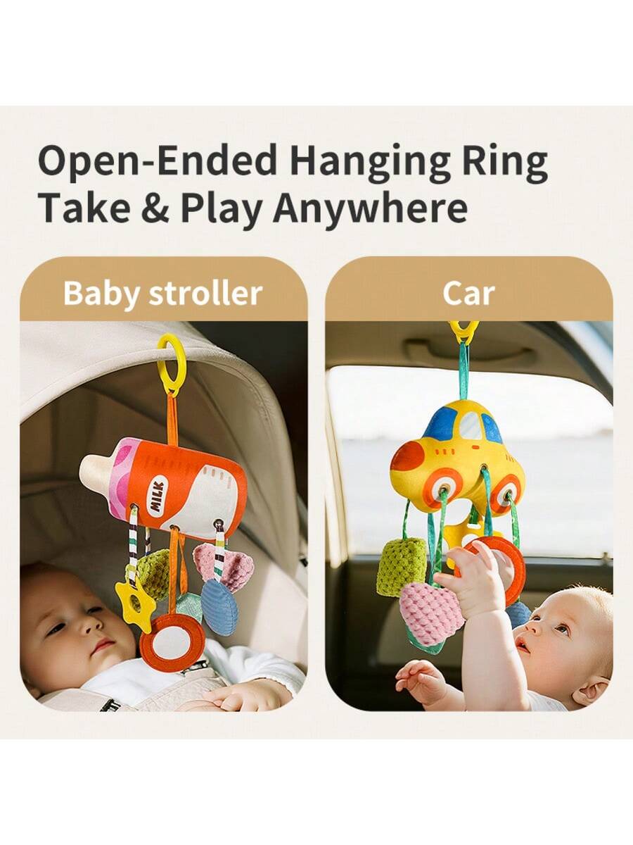 1pc Baby Activity Pull Cord Hanging Toy, Infant Car Seat And Stroller Toy, Suitable For Stroller, Car Seat, Crib, Gym, Includes Teether, Rattle, Mirror, Suitable For Bedtime Play And Motor Skill Devel